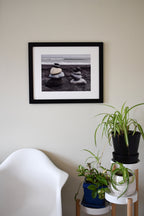 Iceland Black Sand Beach Rock Cairns Photo Print