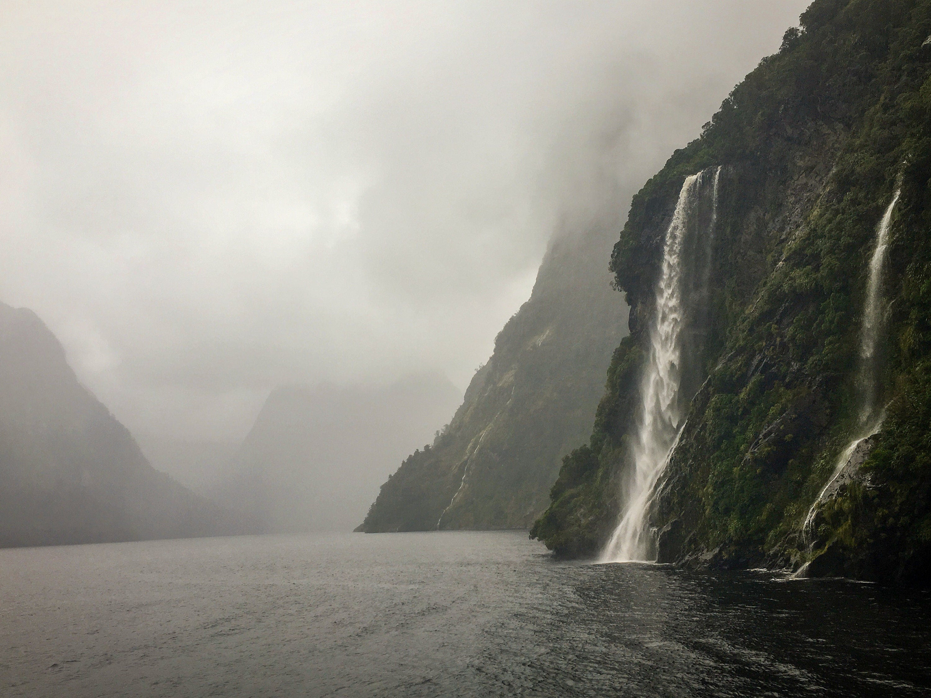 Milford Sound, Waterfall Print | New Zealand Fjord Landscape Art