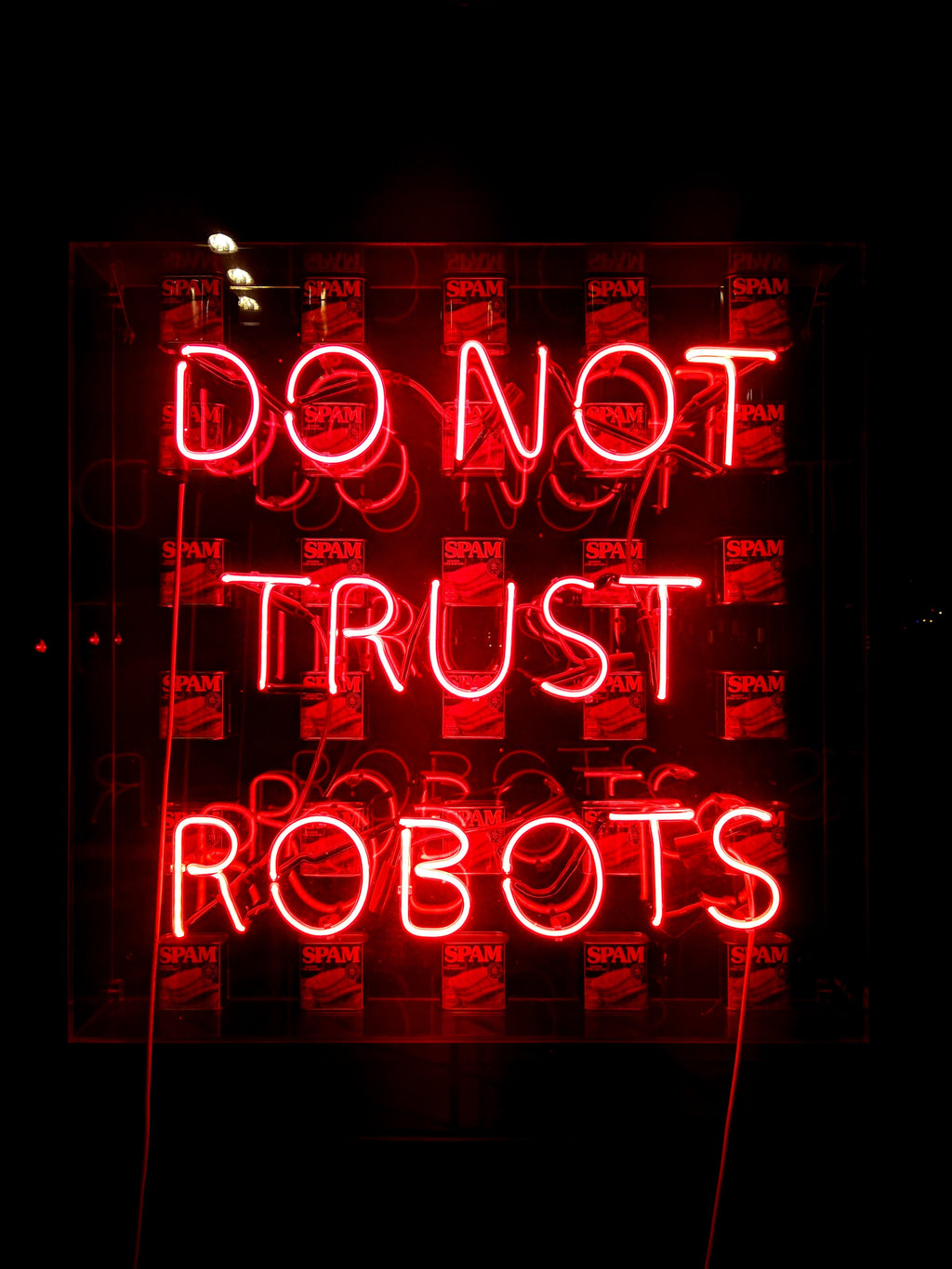Do Not Trust Robots Print: Neon Sci-Fi Photo