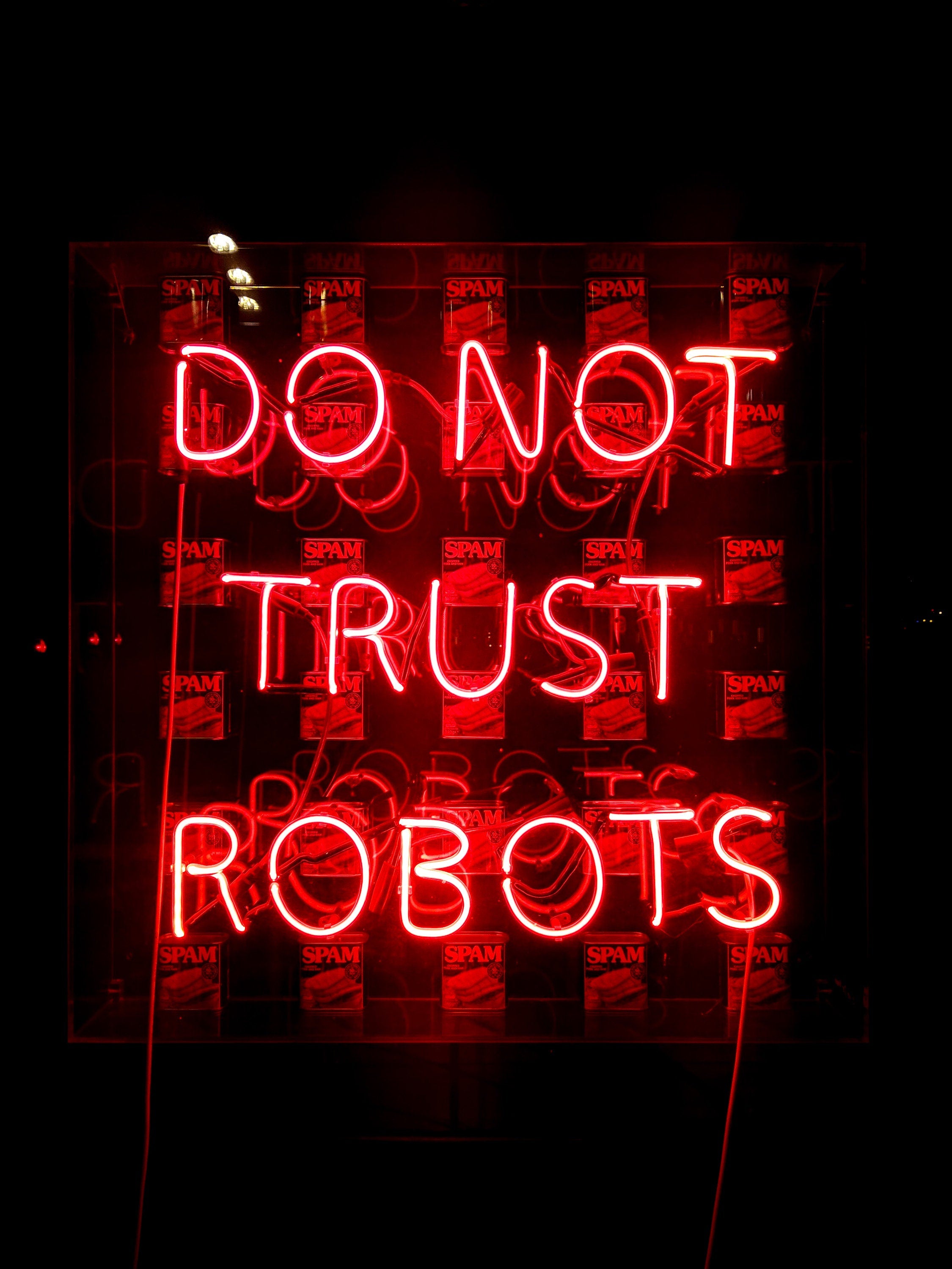Do Not Trust Robots Print: Neon Sci-Fi Photo