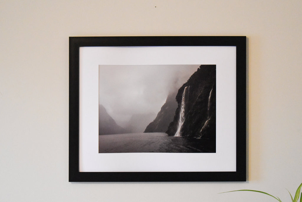 Milford Sound, Waterfall Print | New Zealand Fjord Landscape Art