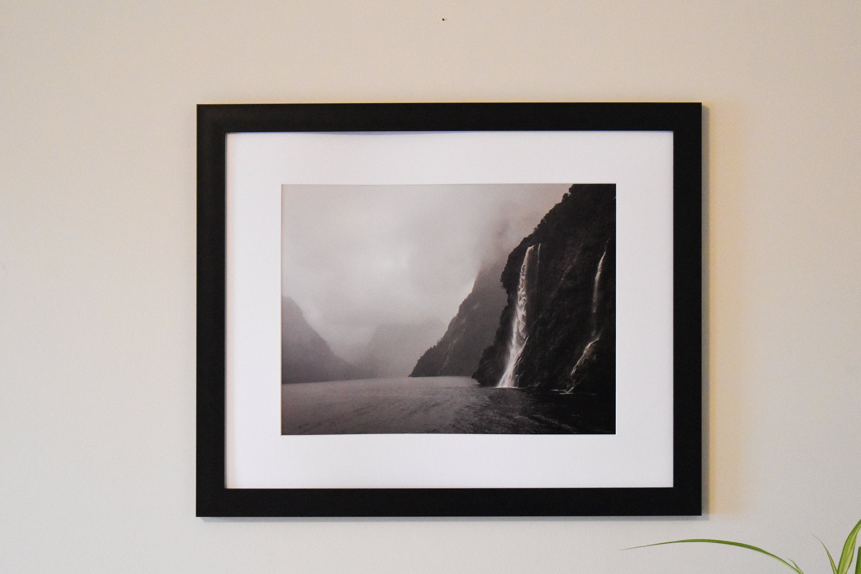 Milford Sound, Waterfall Print | New Zealand Fjord Landscape Art