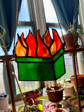 Dumpster Fire Stained Glass Suncatcher