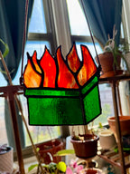 Dumpster Fire Stained Glass Suncatcher