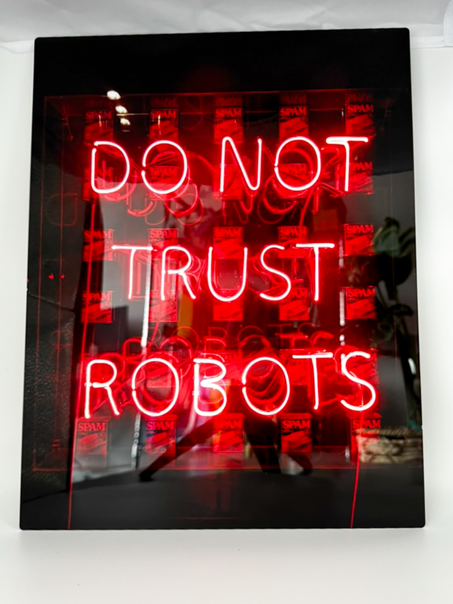 Do Not Trust Robots Print: Neon Sci-Fi Photo