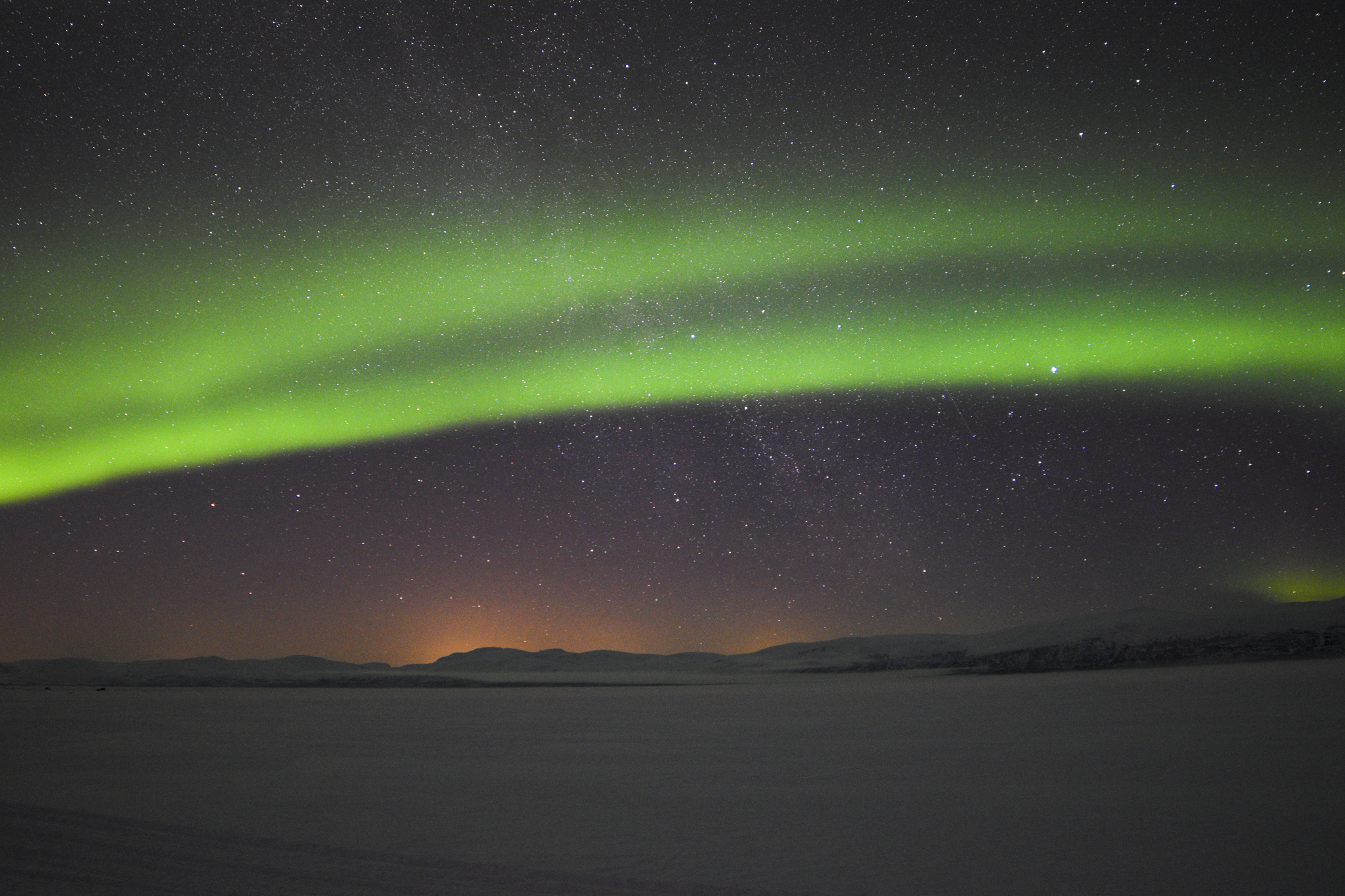 Northern Lights Photo in Green and Orange