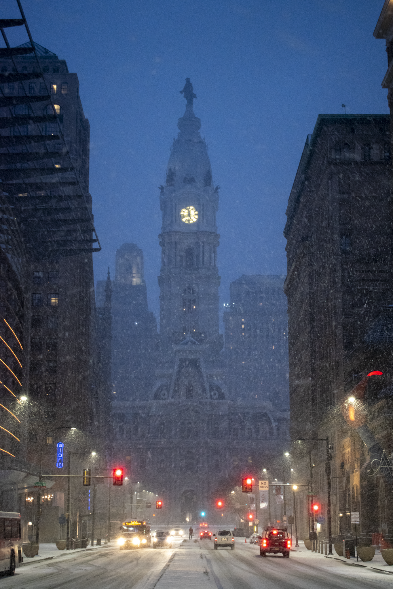 Philadelphia City Hall in the Snow at Night