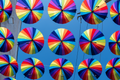 Pride Rainbow Umbrellas Over a Street