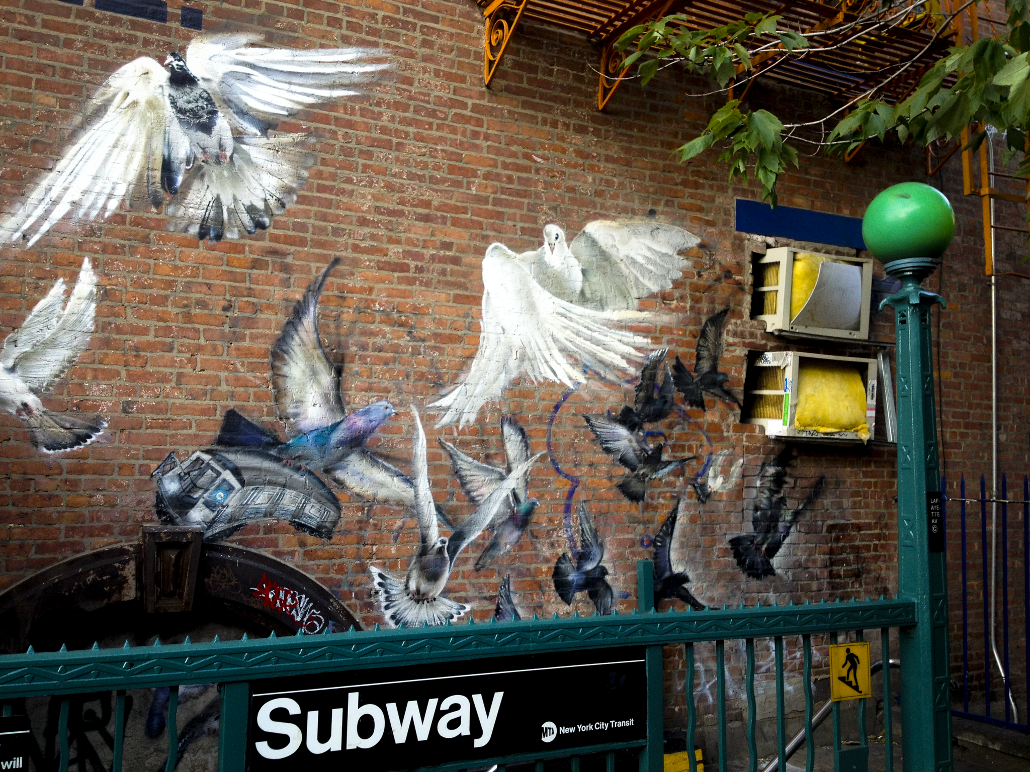 Brooklyn Subway Stop with Pigeon Art