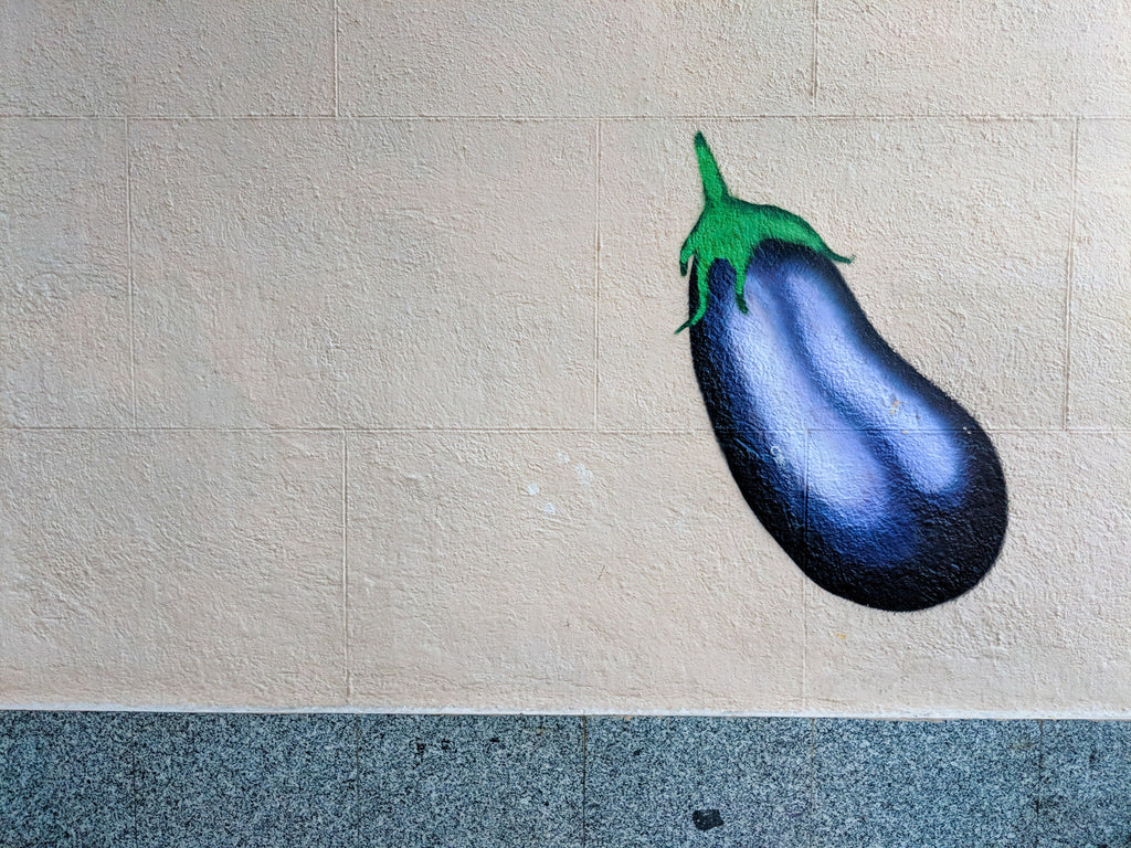 Eggplant Emoji Street Art Photo