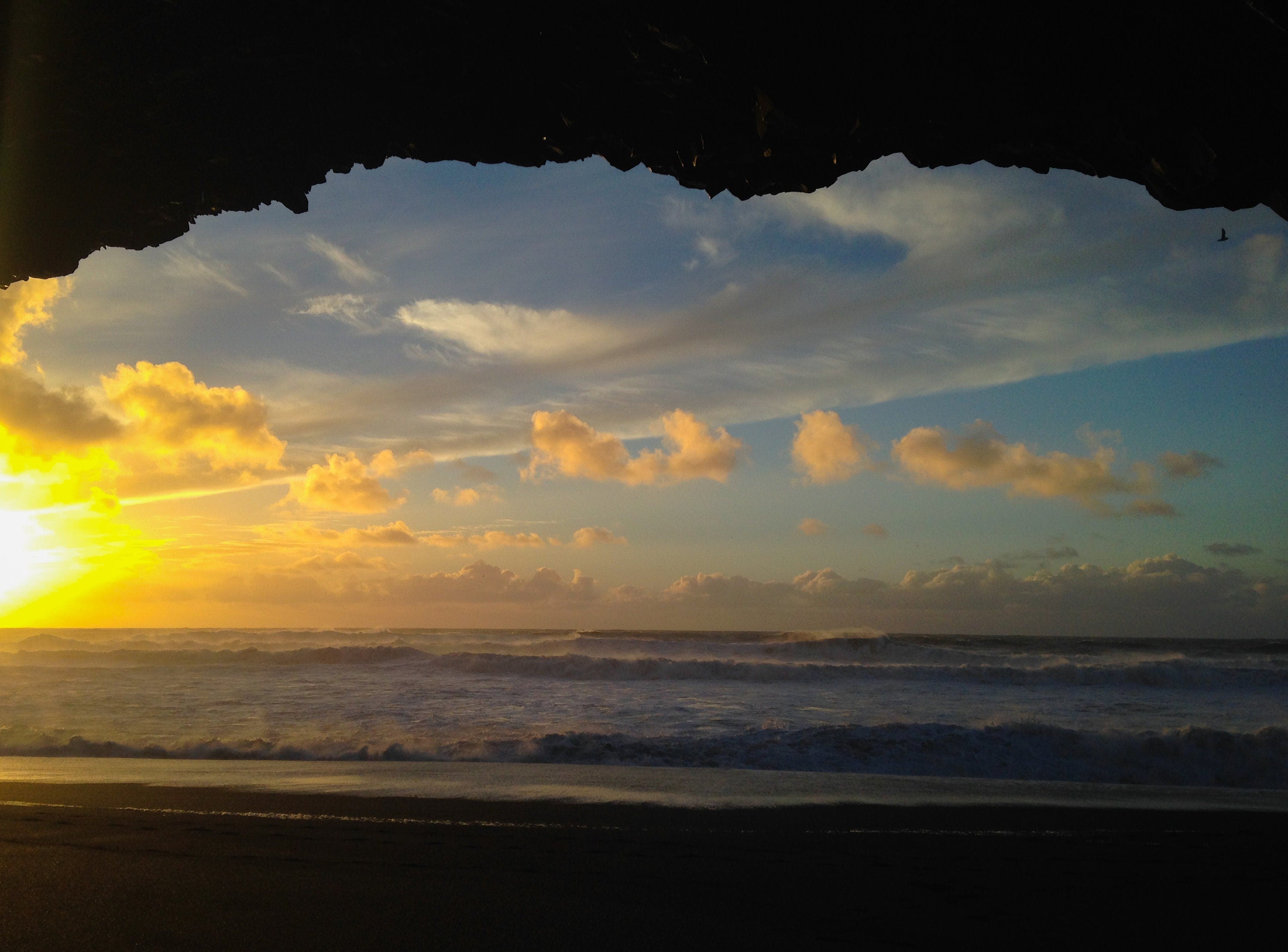 Iceland Sunrise Cave at Reynisfjara Black Sand Beach Photo