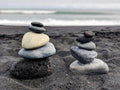 Iceland Black Sand Beach Rock Cairns Photo Print