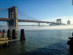 Foggy Brooklyn Bridge Print: Manhattan Skyline Art, NYC Photo