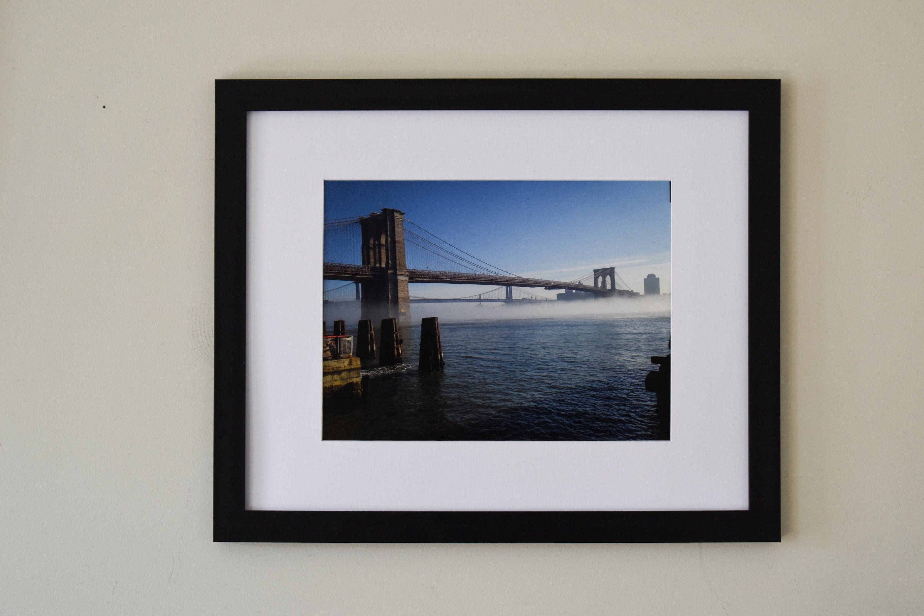 Foggy Brooklyn Bridge Print: Manhattan Skyline Art, NYC Photo