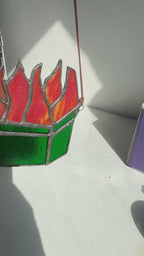 Dumpster Fire Stained Glass Suncatcher