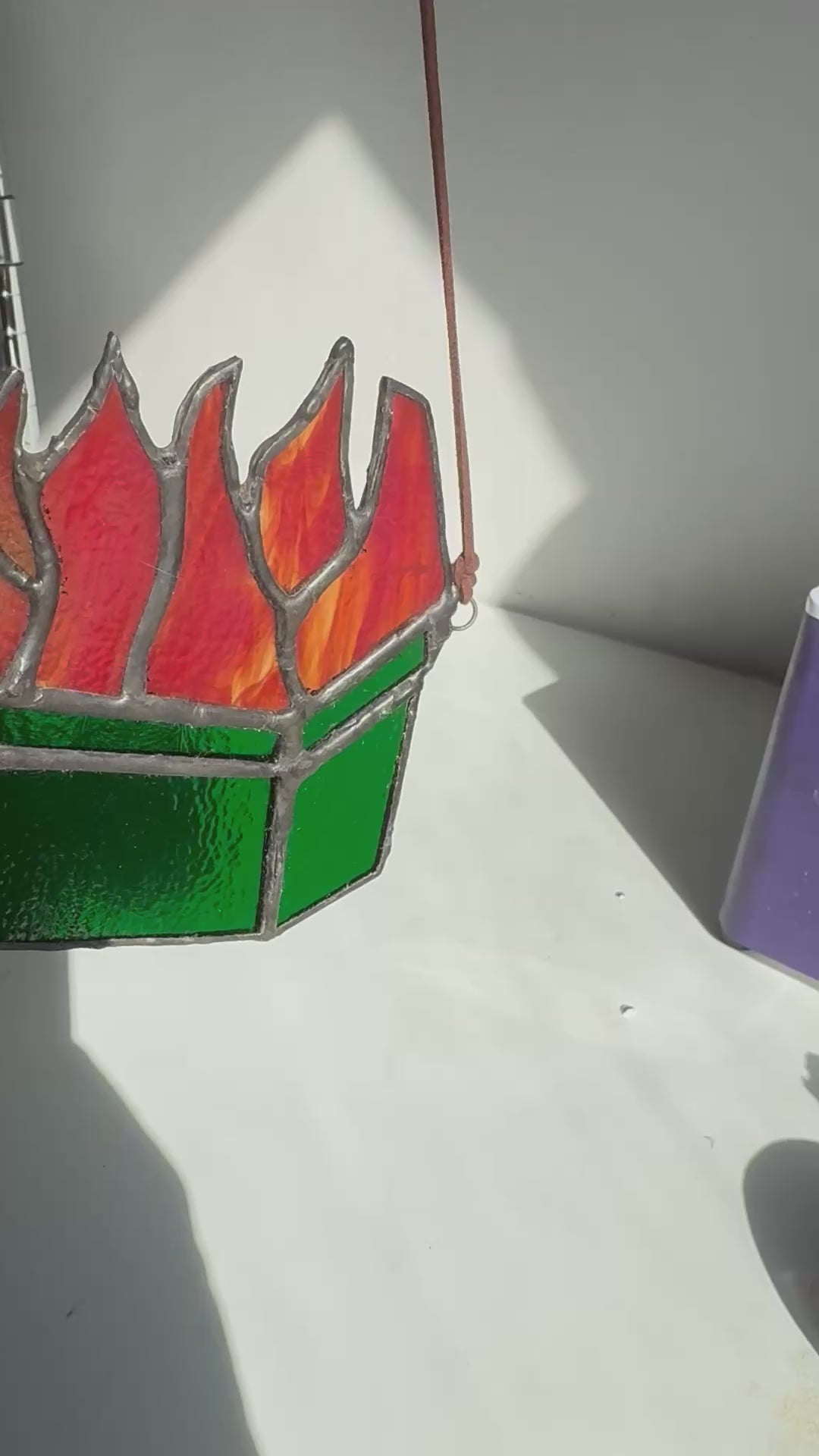 Dumpster Fire Stained Glass Suncatcher